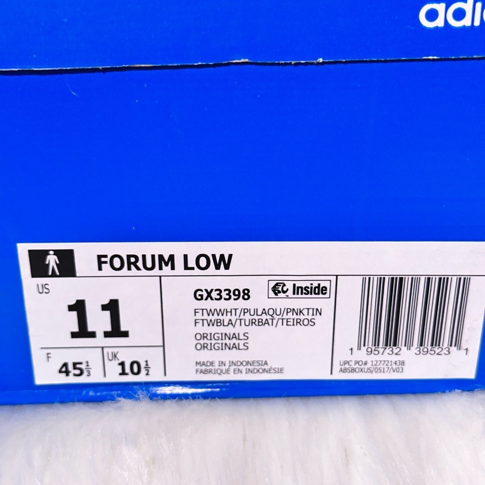 New Adidas Forum Low Cloud White Pulse Aqua GX3398 Men's Sneakers Shoes SIZE 11 - Picture 15 of 16